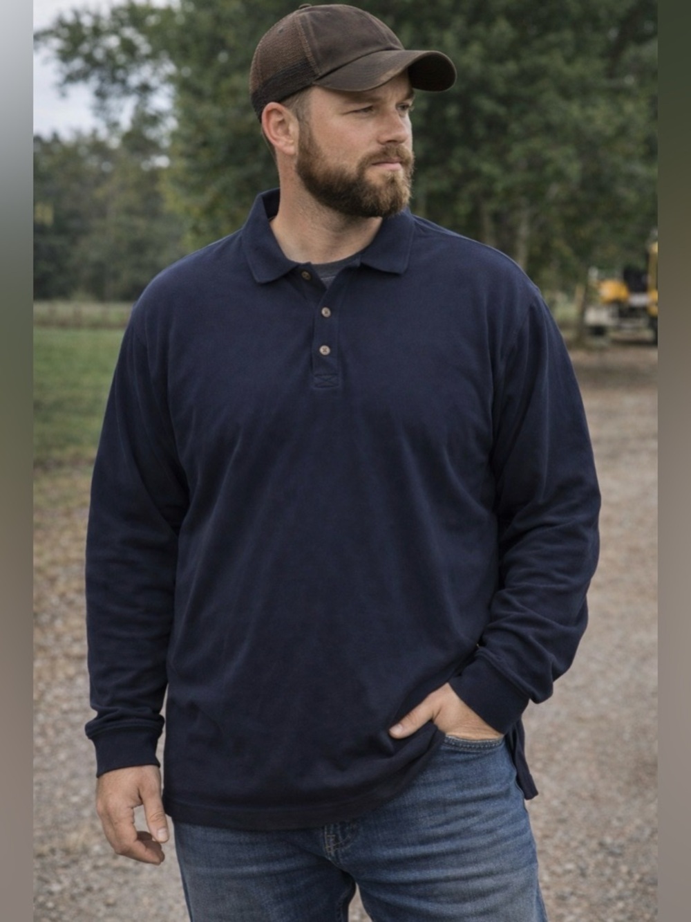 Duluth Trading Co‎ Long Sleeve Polo Shirt 2XLT Tall Navy Workwear